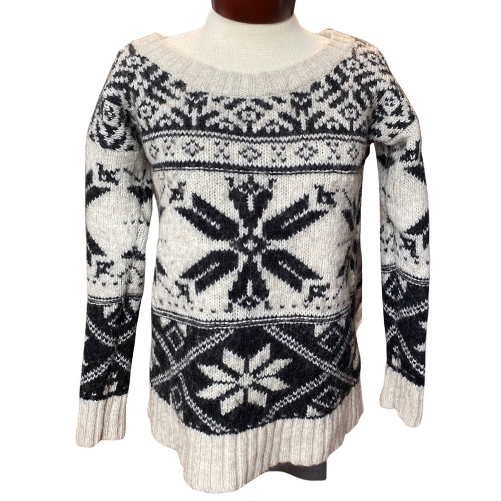 American Eagle Nordic Fair Isle Snowflake Wool Alpaca Sweater Size Medium